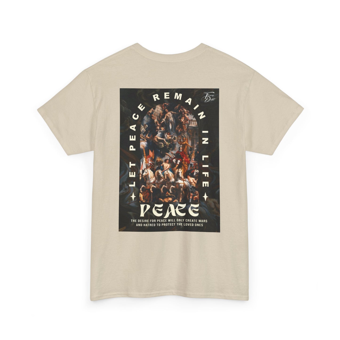 Peace-Themed Unisex Heavy Cotton Tee, Casual Wear, Gift for Friends, Streetwear, Summer Fashion, Music Festival Tee