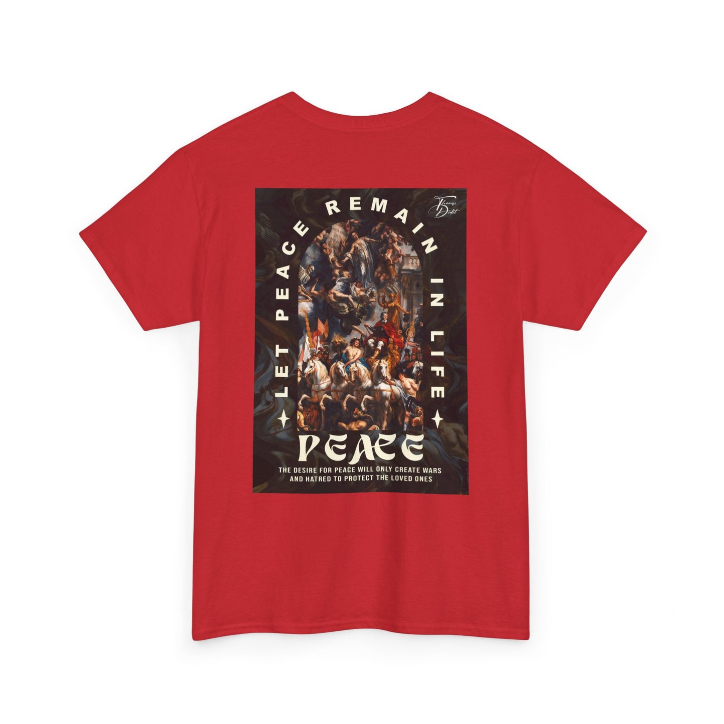 Peace-Themed Unisex Heavy Cotton Tee, Casual Wear, Gift for Friends, Streetwear, Summer Fashion, Music Festival Tee