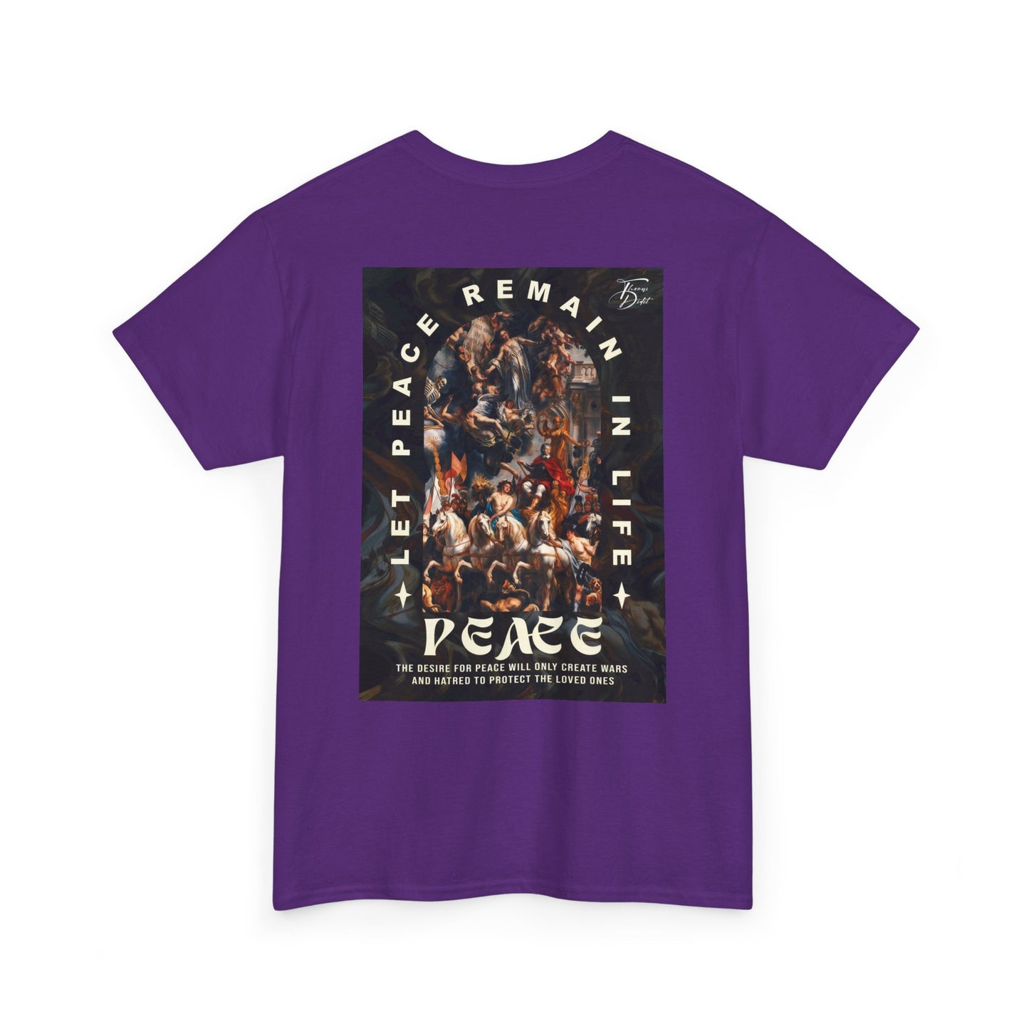 Peace-Themed Unisex Heavy Cotton Tee, Casual Wear, Gift for Friends, Streetwear, Summer Fashion, Music Festival Tee
