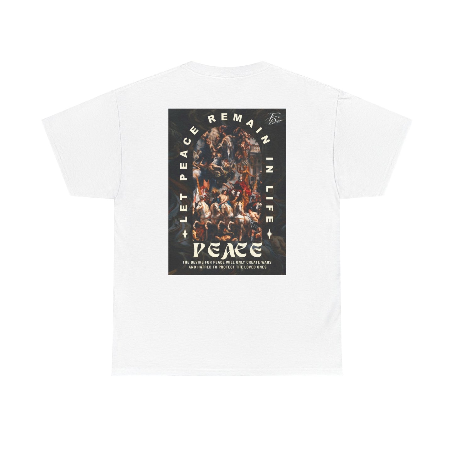 Peace-Themed Unisex Heavy Cotton Tee, Casual Wear, Gift for Friends, Streetwear, Summer Fashion, Music Festival Tee