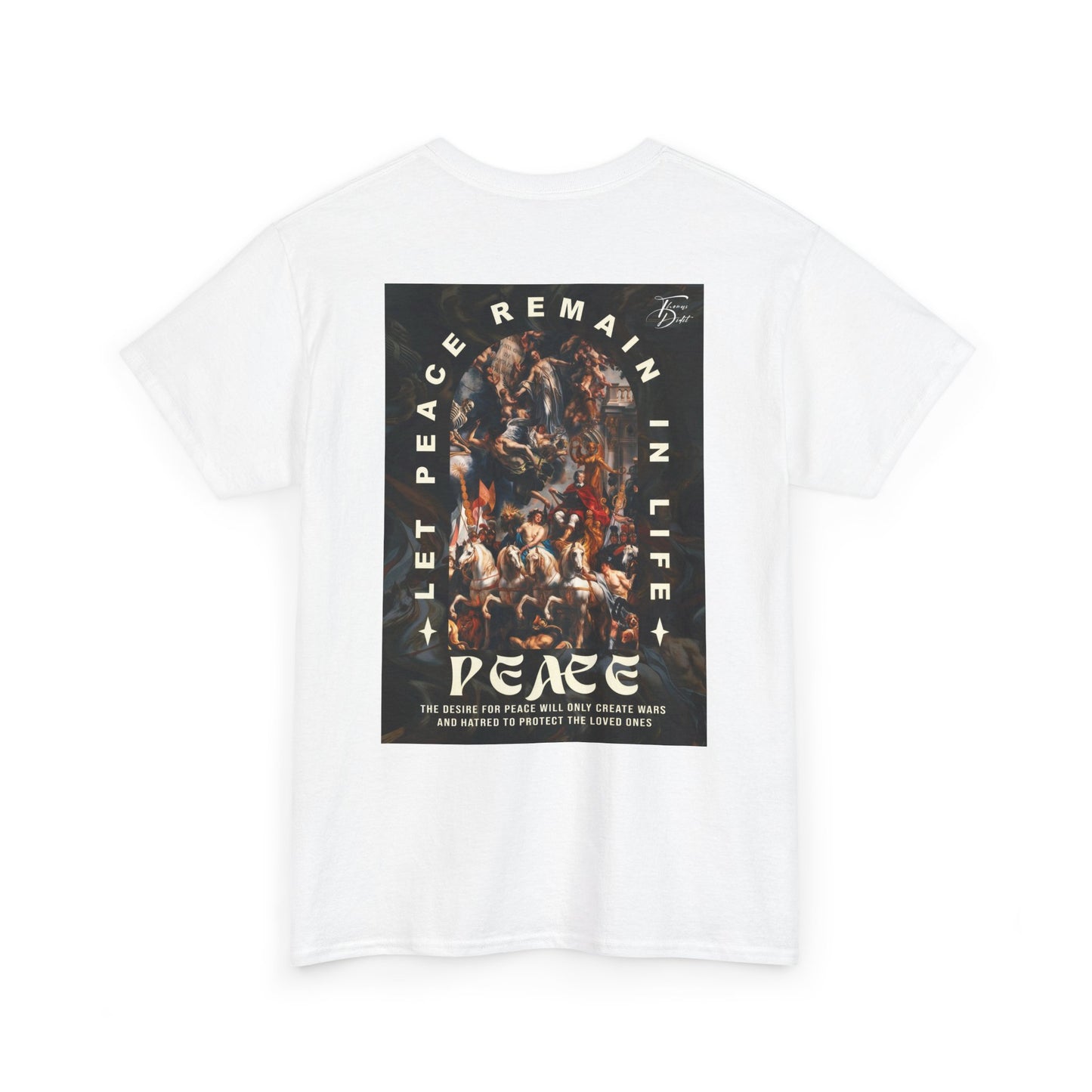 Peace-Themed Unisex Heavy Cotton Tee, Casual Wear, Gift for Friends, Streetwear, Summer Fashion, Music Festival Tee