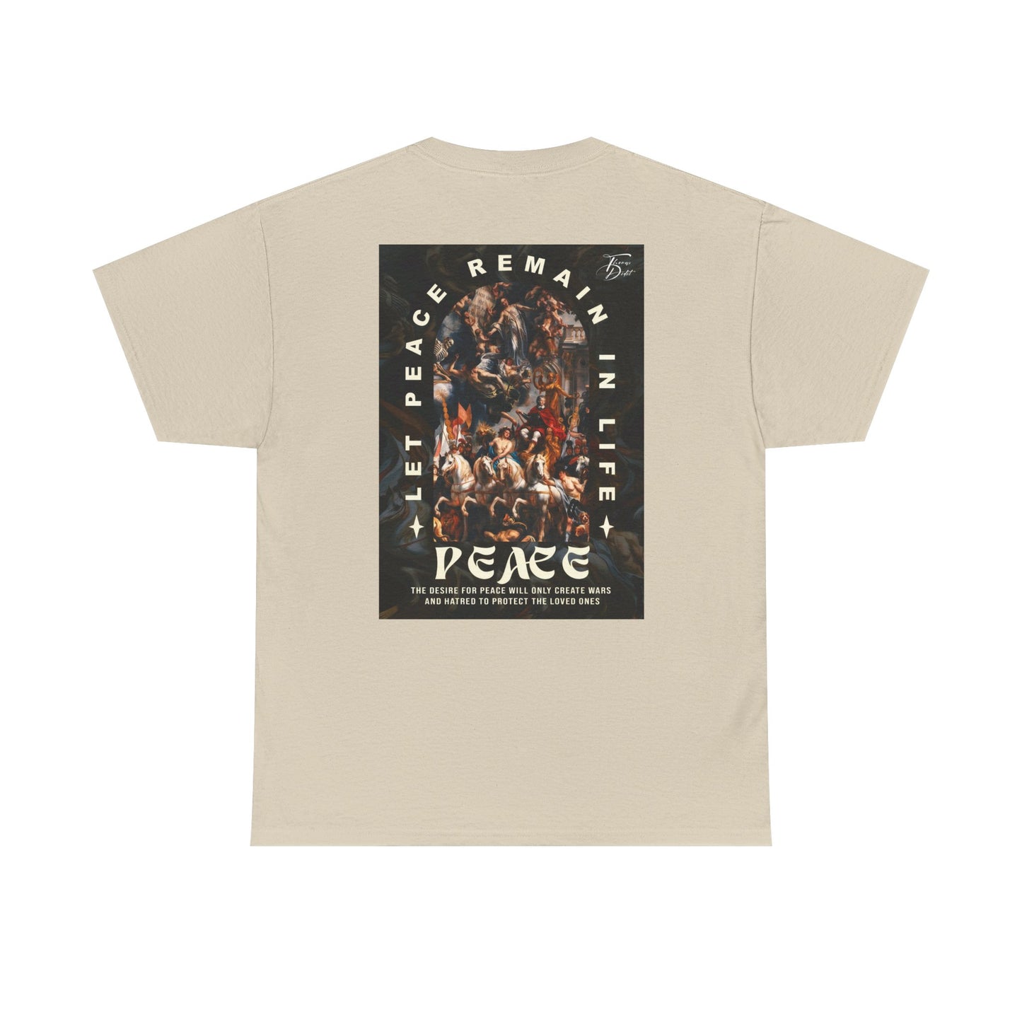 Peace-Themed Unisex Heavy Cotton Tee, Casual Wear, Gift for Friends, Streetwear, Summer Fashion, Music Festival Tee
