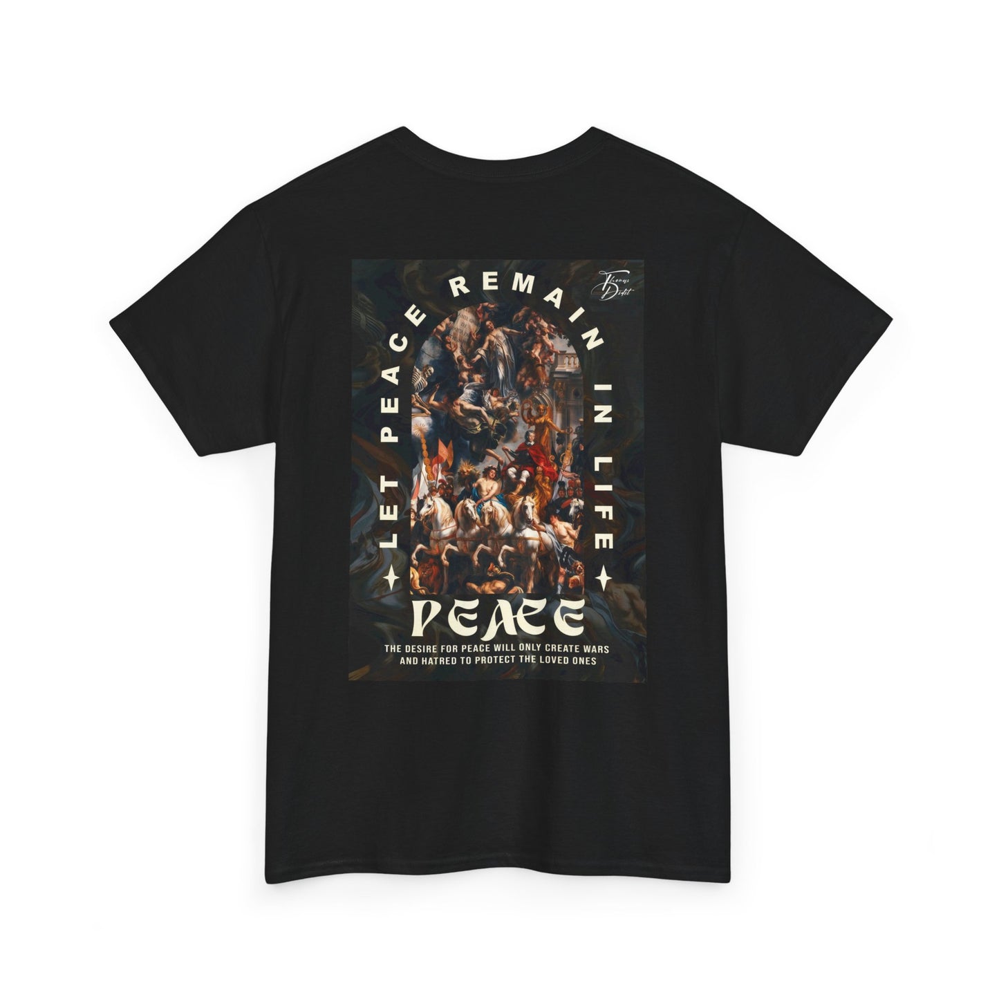 Peace-Themed Unisex Heavy Cotton Tee, Casual Wear, Gift for Friends, Streetwear, Summer Fashion, Music Festival Tee