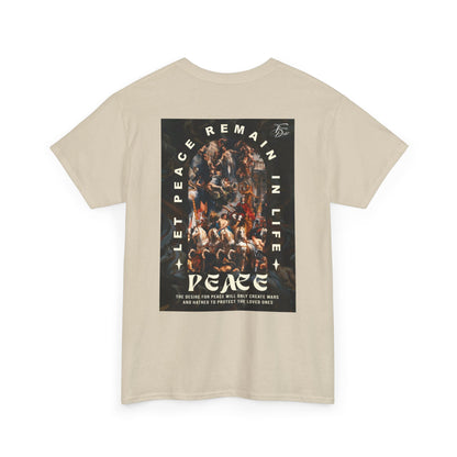 Peace-Themed Unisex Heavy Cotton Tee, Casual Wear, Gift for Friends, Streetwear, Summer Fashion, Music Festival Tee