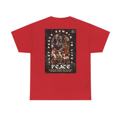 Peace-Themed Unisex Heavy Cotton Tee, Casual Wear, Gift for Friends, Streetwear, Summer Fashion, Music Festival Tee