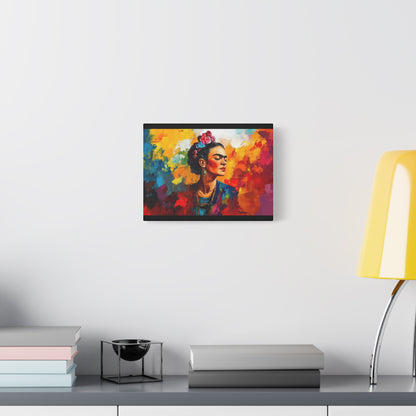 Frida Kahlo Colorful Portrait Matte Canvas Wall Art - Stretched 1.25"