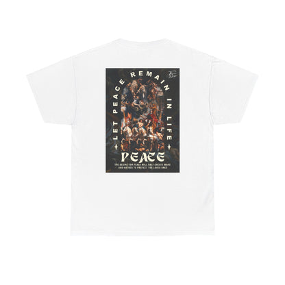 Peace-Themed Unisex Heavy Cotton Tee, Casual Wear, Gift for Friends, Streetwear, Summer Fashion, Music Festival Tee