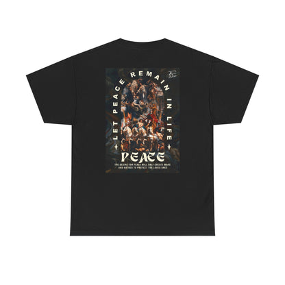 Peace-Themed Unisex Heavy Cotton Tee, Casual Wear, Gift for Friends, Streetwear, Summer Fashion, Music Festival Tee