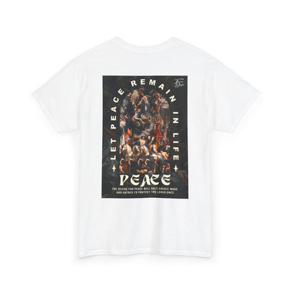 Peace-Themed Unisex Heavy Cotton Tee, Casual Wear, Gift for Friends, Streetwear, Summer Fashion, Music Festival Tee