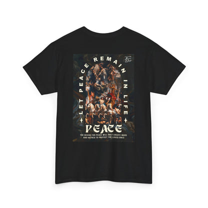 Peace-Themed Unisex Heavy Cotton Tee, Casual Wear, Gift for Friends, Streetwear, Summer Fashion, Music Festival Tee