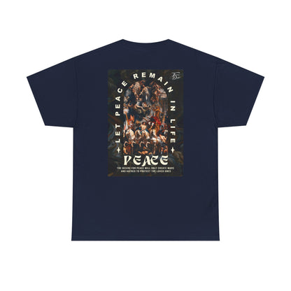 Peace-Themed Unisex Heavy Cotton Tee, Casual Wear, Gift for Friends, Streetwear, Summer Fashion, Music Festival Tee
